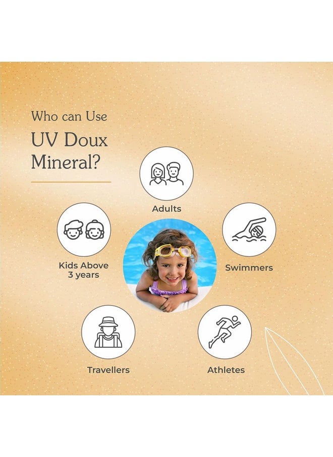 Brinton جل واقي من الشمس Uv Doux SPF 50 Pa+++ ذو أساس معدني بدون طبقة بيضاء، واقي من الشمس تم اختباره سريريًا مع أكسيد الزنك ملون ومقاوم للماء، حماية من الأشعة فوق البنفسجية UVA/UVB للرجال والنساء والأطفال 50 جرام  - Image 4