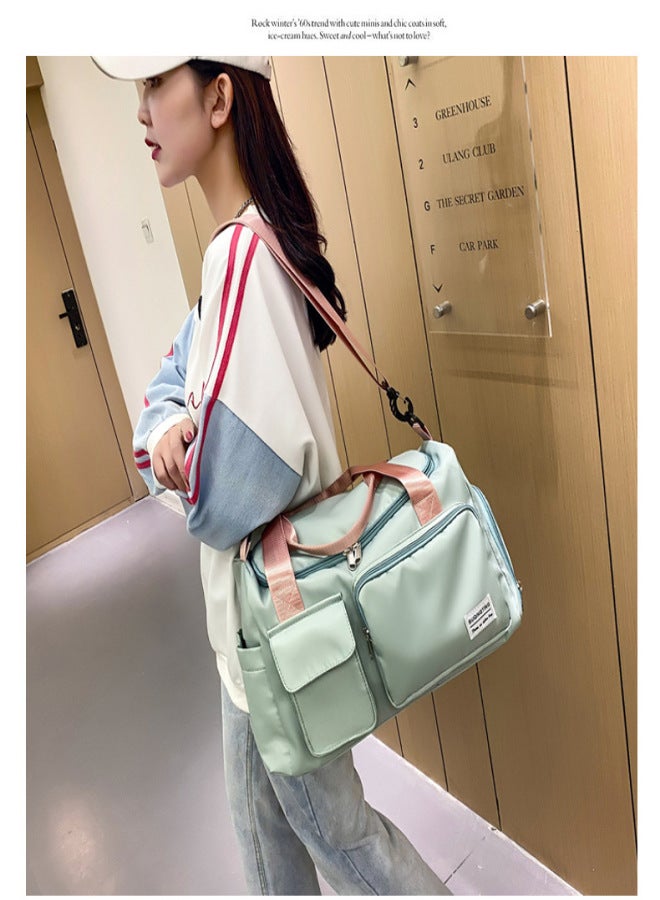 2021 fashion new sports fitness bag leisure yoga bag large capacity outdoor business travel travel bag storage bag green powder - Image 1
