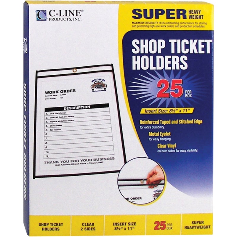 C-Line Stitched Shop Ticket Holders, Both Sides Clear, 8.5 x 11 Inches, 25 per Box (46911) - Image 4