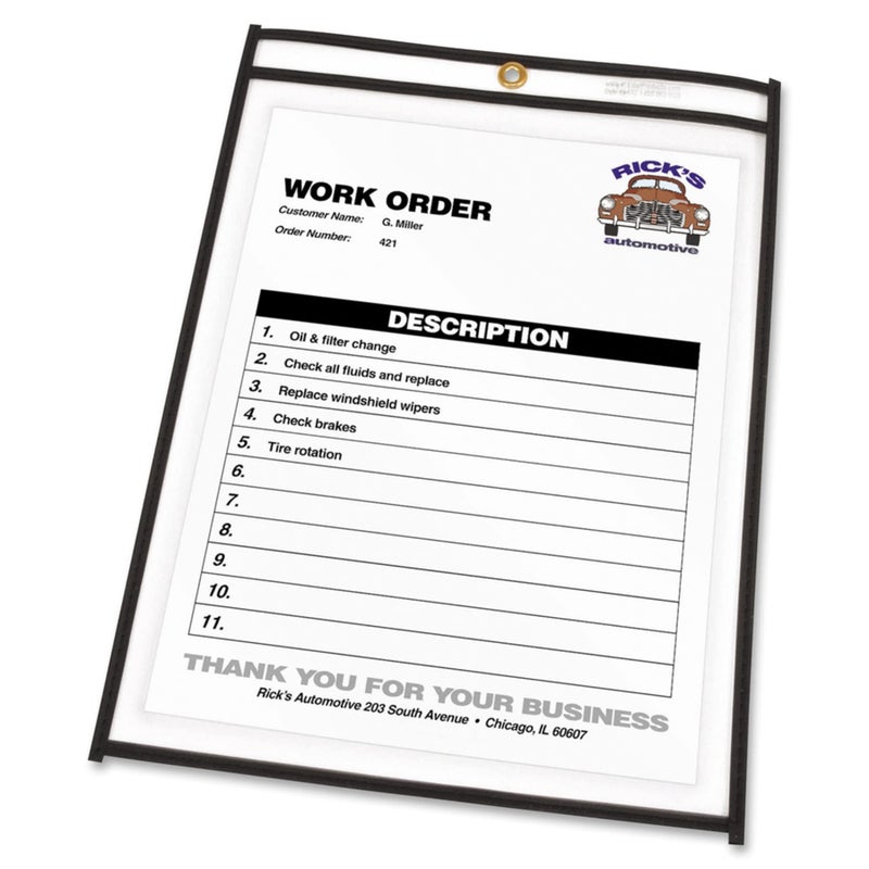 C-Line Stitched Shop Ticket Holders, Both Sides Clear, 8.5 x 11 Inches, 25 per Box (46911) - Image 2