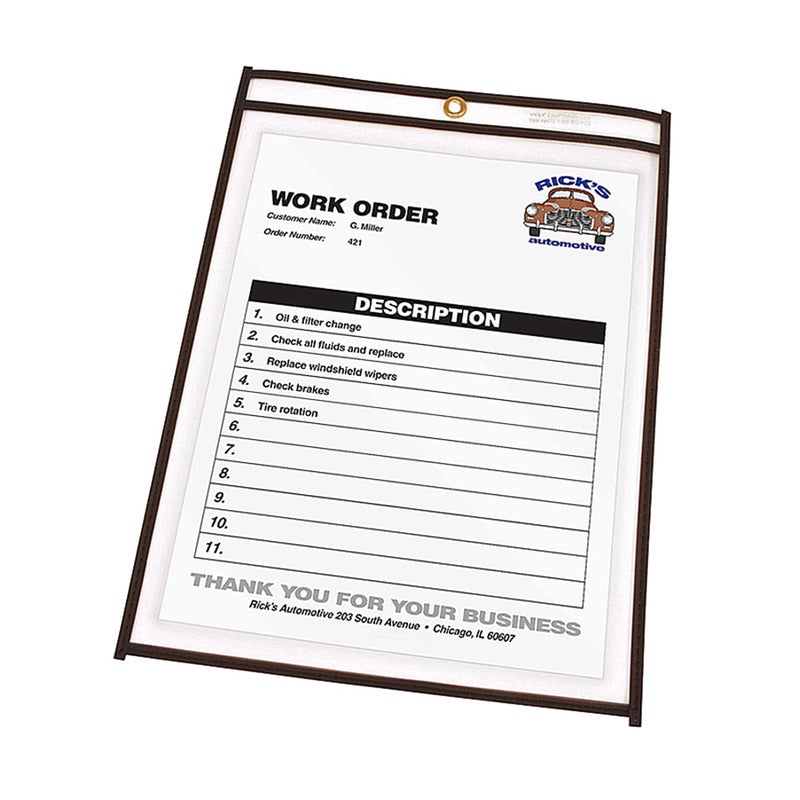 C-Line Stitched Shop Ticket Holders, Both Sides Clear, 8.5 x 11 Inches, 25 per Box (46911) - Image 1