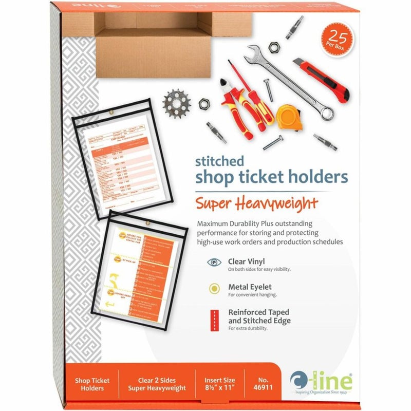 C-Line Stitched Shop Ticket Holders, Both Sides Clear, 8.5 x 11 Inches, 25 per Box (46911) - Image 3