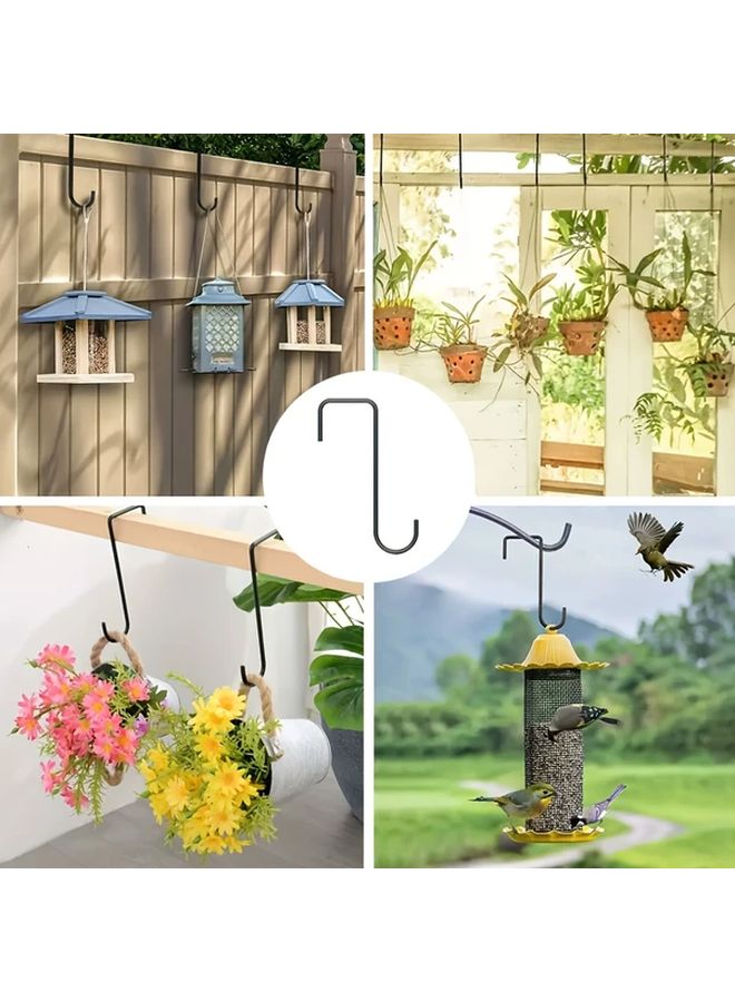 Black Metal Hooks Set Of 4 Wall Mounted For Plants Bird Feeders Lanterns Fence - Image 5