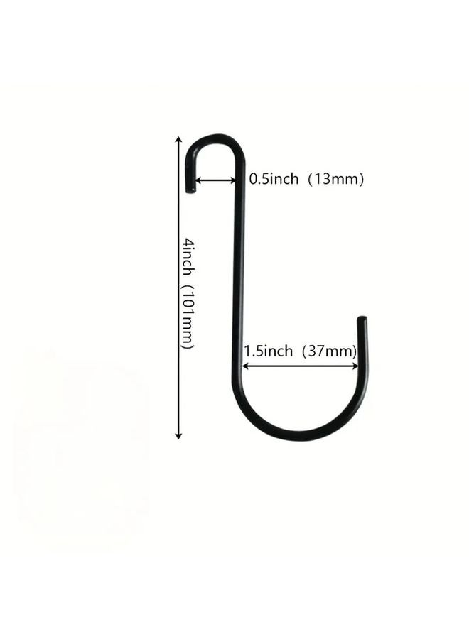 Black Metal Hooks Set Of 4 Wall Mounted For Plants Bird Feeders Lanterns Fence - Image 4