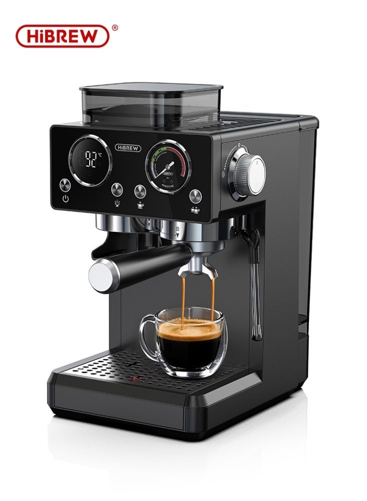 HiBREW All-in-One Espresso Machine - Single Cup Brewer with Adjustable Grinder, 51mm Portafilter & Steam Wand for Hot & Cold Brew - Perfect for Home & Office - Image 1