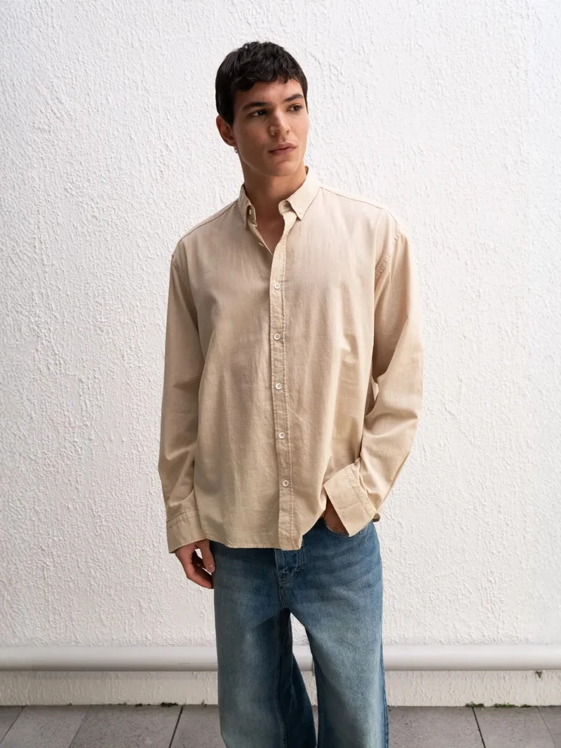 Giesto GIESTO Cotton Oversized Button-Up Shirt