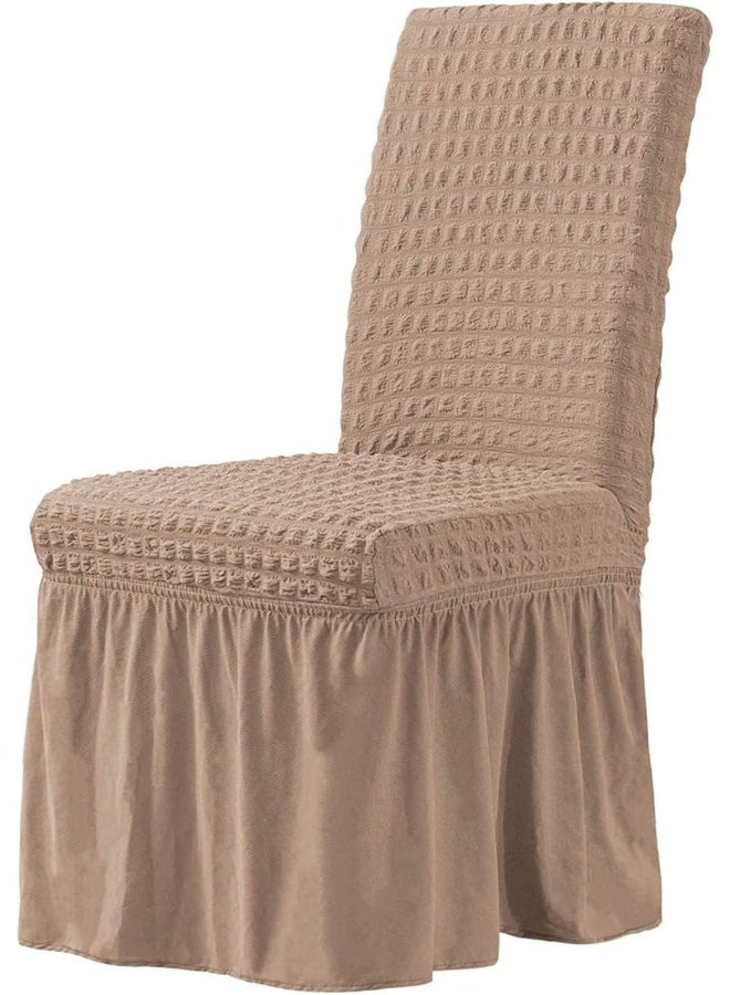 ECVV 1 PCS Chair Cover Nice Gift Stretch Universal Dining Room Chair Cover with Skirt Washable Long Skirt Chair Slipcovers Soft Jacquard Seat Slipcover for Wedding Pets Banquet Party | Random Color | - Image 1