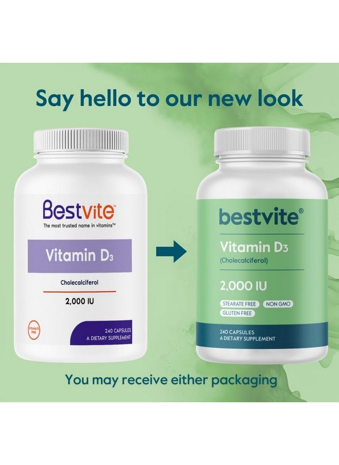 BESTVITE BESTVITE Vitamin D 2000 IU (240 Capsules) - No Stearates - Non GMO - Gluten Free 