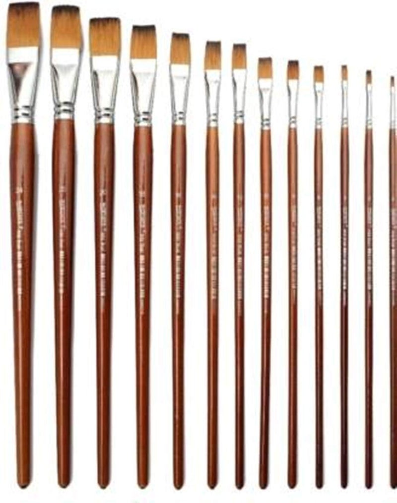 WORISON 13 Pc Flat Synthetic Hair Long Handle Painting Brush for Acrylic, Watercolor and Gouache Painting(Wood) - Image 1