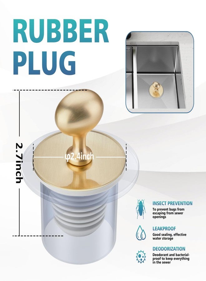 Generic Bathtub Drain Stopper, Rubber Drain Stopper, Bathroom Bathtub Plug, Suitable for Replacing Bathtub Drain Plug，Easy to Use (Gold) - Image 2