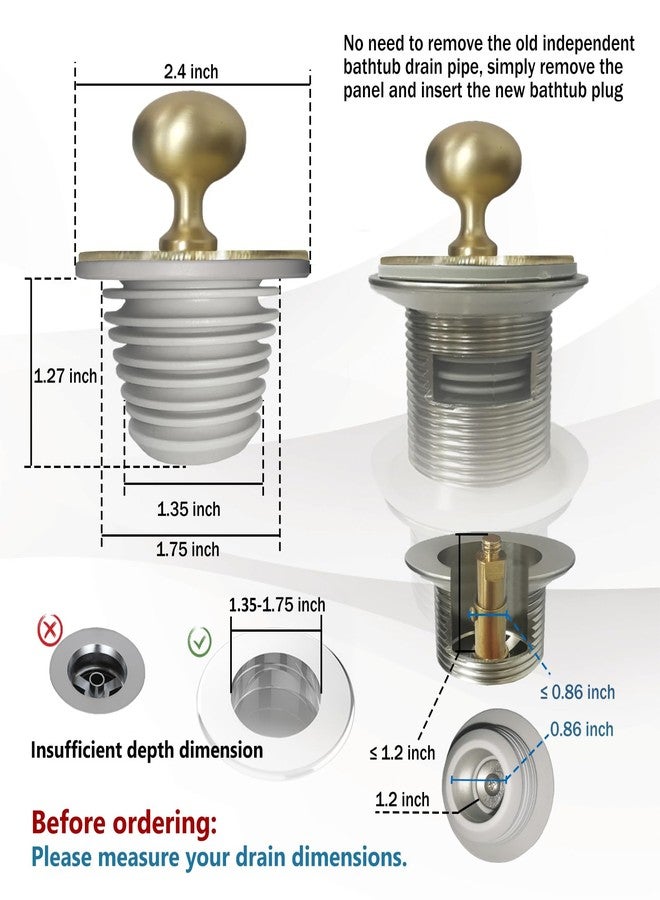 Generic Bathtub Drain Stopper, Rubber Drain Stopper, Bathroom Bathtub Plug, Suitable for Replacing Bathtub Drain Plug，Easy to Use (Gold) - Image 5