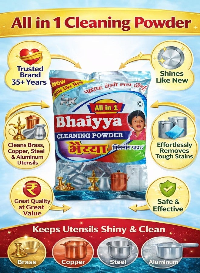 Anshraj - All In One Bhaiyya Cleaning Powder - Multipurpose Cleaning Powder - 7 Gram - Pack of 2 - White - Image 2