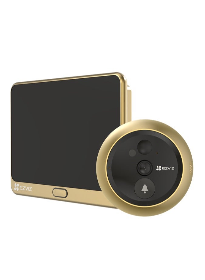 EZVIZ DP2C 1080p Video Door Viewer Peephole Camera with 4.3" Color Screen Display, Built in Chime, Rechargable Battery, APP Viewing, Two Way Audio, PIR Motion Detection, Metal Housing, Cloud/SD, Golden/Black - Image 1