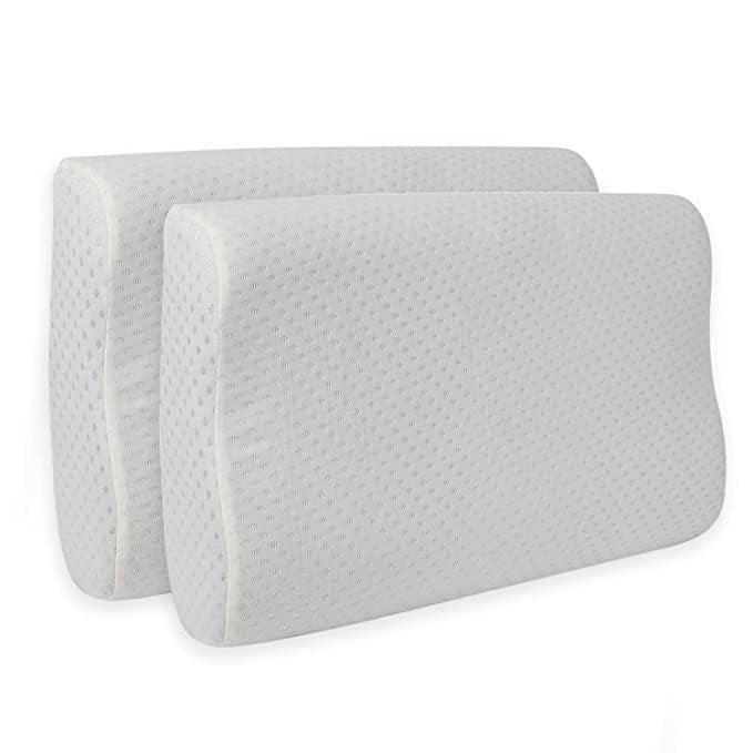 Sleepsia Memory Foam Pillow for Sleeping, Cool Gel Cervical Contour Orthopedic Bed Pillow with Washable Cover Supports Neck Shoulder Back Pain Relief (Pack of 2) - Image 1