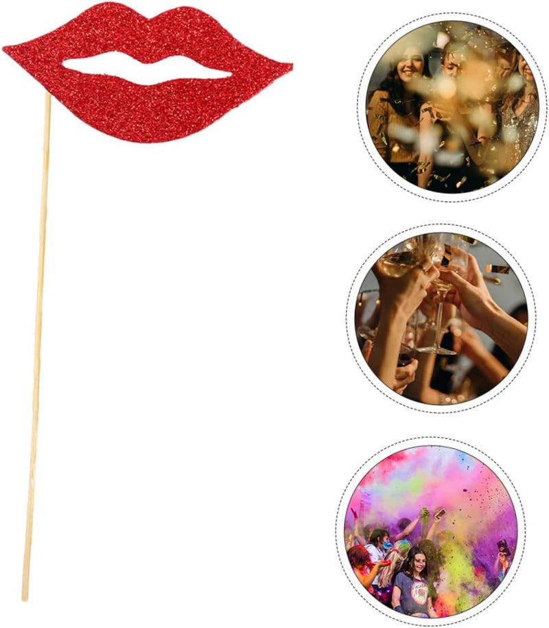 VOSAREA 40Sets Red Lips Photo Props Party Lip Decor Supplies Funny Festival Decorative Props for Birthday Weddings and Photobooth Events - Image 3