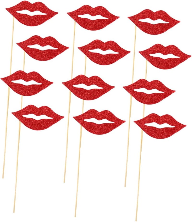VOSAREA 40Sets Red Lips Photo Props Party Lip Decor Supplies Funny Festival Decorative Props for Birthday Weddings and Photobooth Events - Image 1