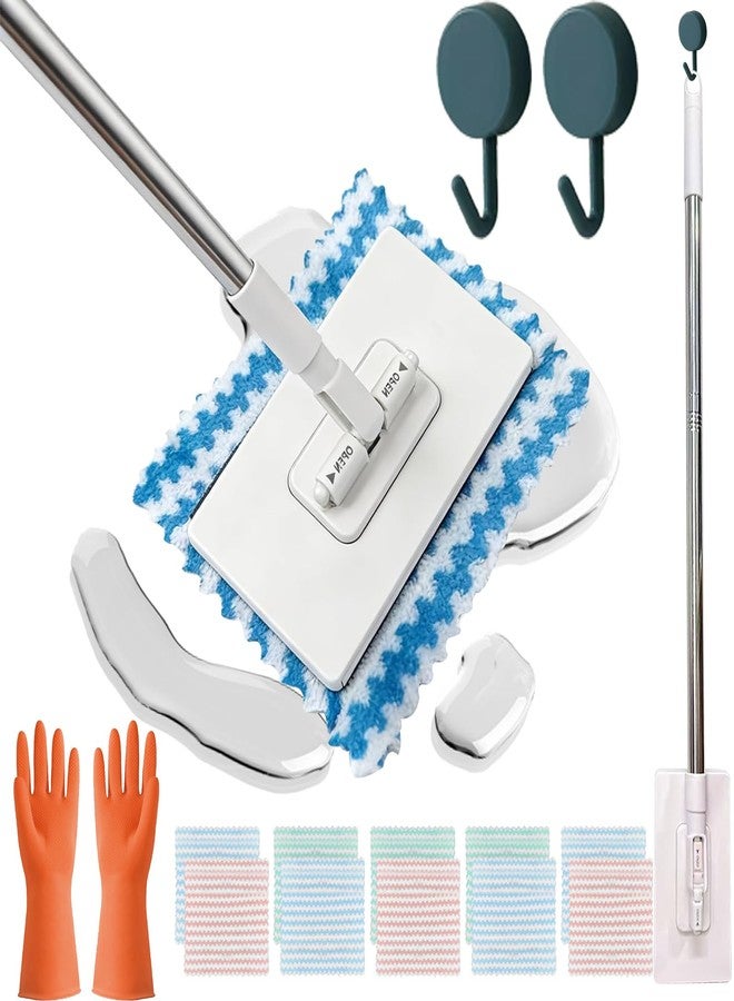 Musibo Quick Grip Mini Mop, Zero Touch MiniMop, Disposable Clip Mopstick Reusable Cloths, Retractable Gap Dust Cleaner Flat Mops with Locking Head & Sweeping Cloths (1*mop+10*Cloth) - Image 1