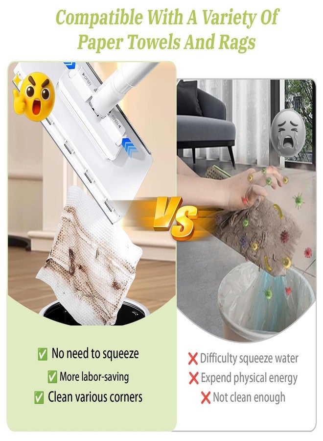 Musibo Quick Grip Mini Mop, Zero Touch MiniMop, Disposable Clip Mopstick Reusable Cloths, Retractable Gap Dust Cleaner Flat Mops with Locking Head & Sweeping Cloths (1*mop+10*Cloth) - Image 5