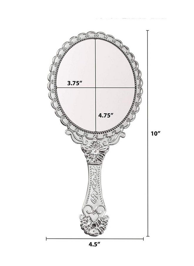 Yangshine Hand Mirror Vintage Handheld Mirror With Handle Vanity Makeup Mirror Travel Mirrors (Oval Silver)  - Image 5