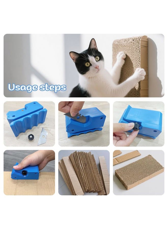 Holyenten Upgraded Cardboard Cutter for Cat Scratchers DIY, Handheld Cardboard Cutting Tool W/ 10 Blades for Making Cat Scratching Board & Bed (Blue) - Image 4