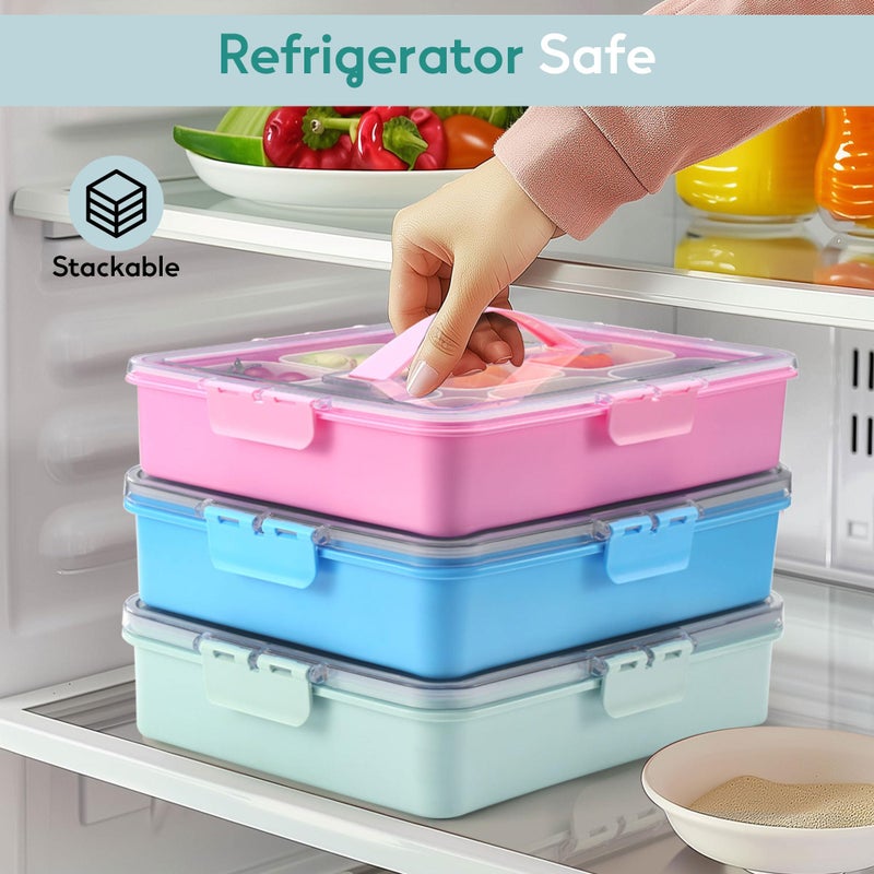 Sunhanny Snackle Box Container for Adults with 9 Compartment, Divided Serving Tray Snack Box Containers with Lid and Handle, Charcuterie Boxes Portable Snack Platter for Fruit Veggie Party Travel, Green - Image 5