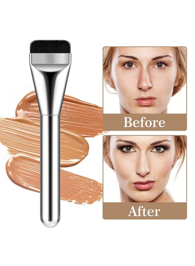 COSLUXE Flat Foundation Brush,Flat Head Foundation Brush For Liquid Makeup, Foundation Brush Set For Liquid, Cream Foundation Concealer Brush Makeup Brushes (2 - Pcs) - Image 2