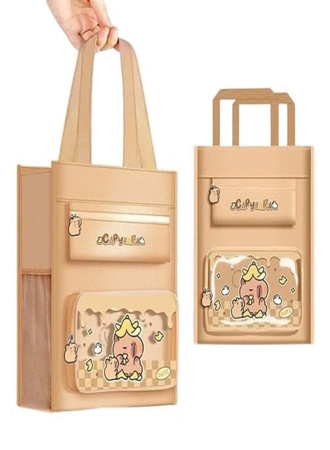 JADUNATH Canvas Carrying Bag, Multi-Purpose Shopping, Tote, Vegetable, Lunch, Travel with Handle Strap and Zipper Lock, Water-Proof Reusable Bag (Capybara - Bag) - Image 1