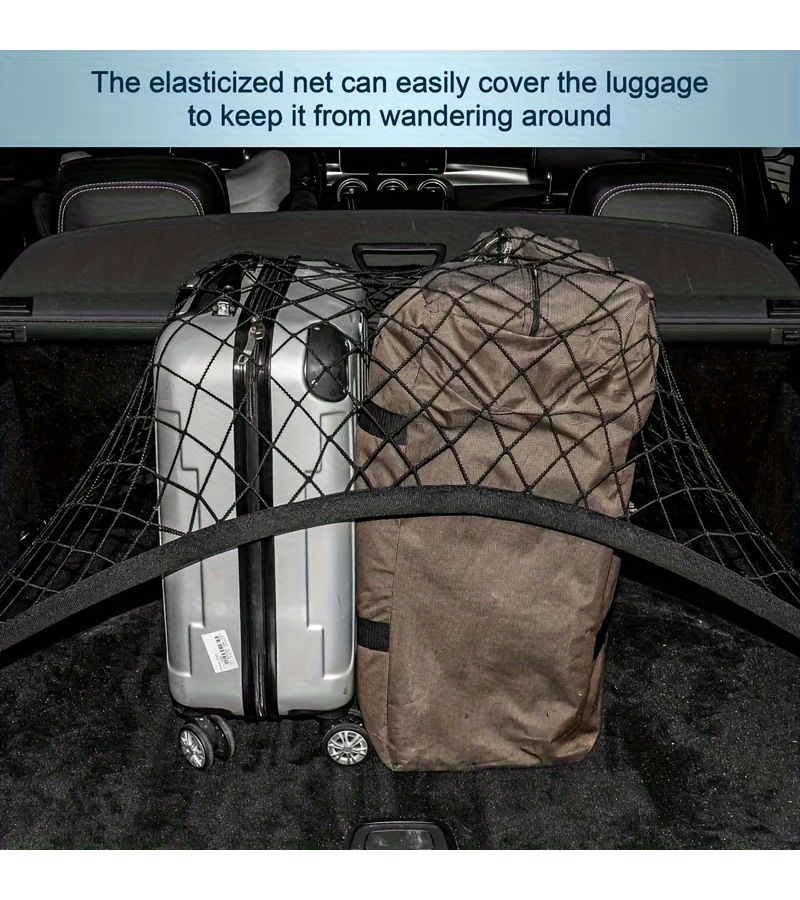 Durable Nylon Cargo Net 23.62x15.75 Inch For SUV Truck Trunk Organizer With ABS Hooks - Image 4