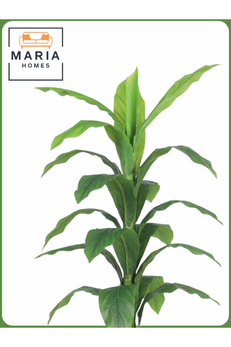 ماريا شجرة اصطناعية خضراء بأوراق خضراء 130 سم – نبات داخلي مزخرف مع وعاء رمادي فاتح - Image 2