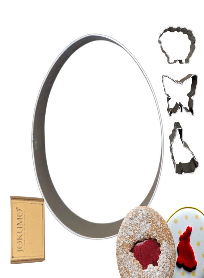 JOKUMO Easter Linzer Cookie Cutter Set 4 PC - Sheep, Butterfly and Rabbit - 18/0 Stainless Steel - Image 1