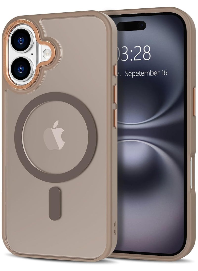 Denx - Matte Magnetic case for IPhone 16 Plus , High Grade Drop Protection with Shockproof Strip, Translucent Matte Back Phone Case (Desert Titanium) - Image 1