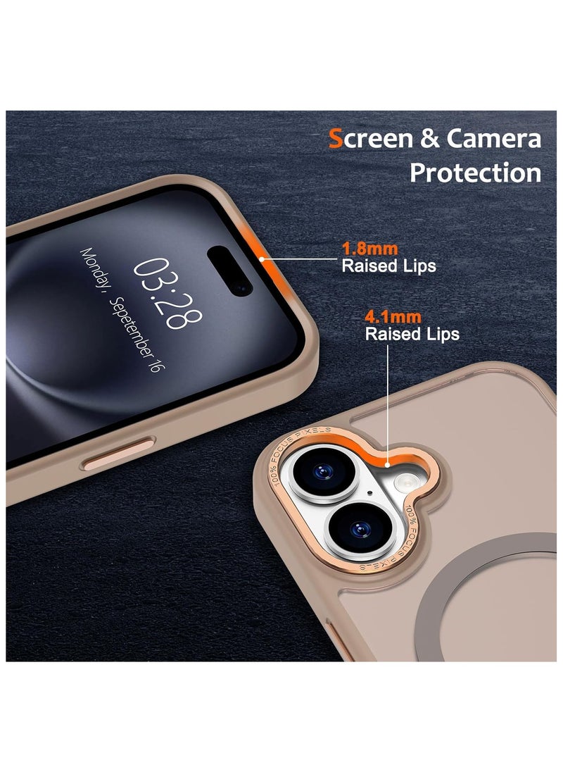 Denx - Matte Magnetic case for IPhone 16 Plus , High Grade Drop Protection with Shockproof Strip, Translucent Matte Back Phone Case (Desert Titanium) - Image 1
