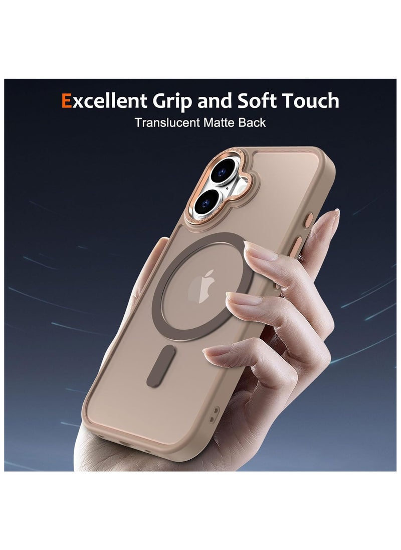 Denx - Matte Magnetic case for IPhone 16 Plus , High Grade Drop Protection with Shockproof Strip, Translucent Matte Back Phone Case (Desert Titanium) - Image 1