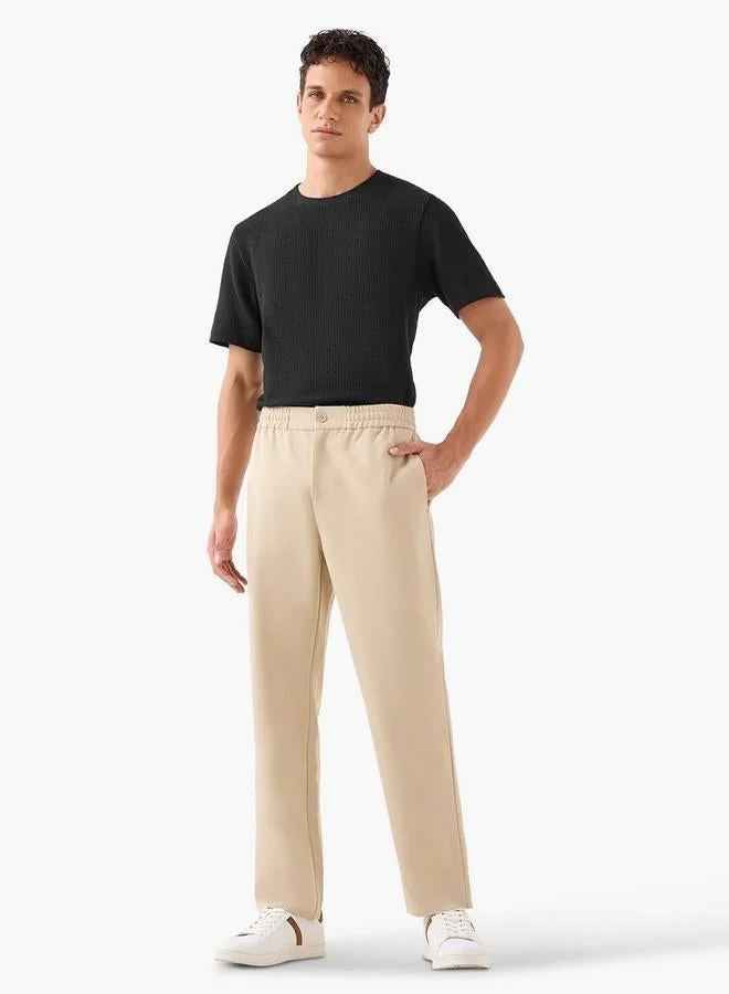 Iconic Iconic Men Regular Fit Crew Neck Short Sleeves Honeycomb Textured T-shirt