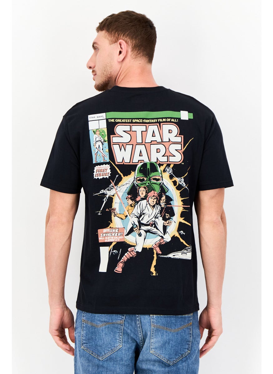 STAR WARS Men Crew Neck Graphic Print Short Sleeve T-Shirts, Black  - Image 3