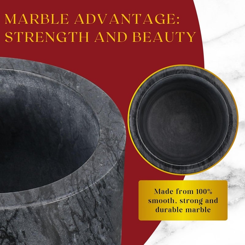 Flexzion Marble Wine Bottle Chiller Bucket - Champagne Cooler  5x7-inch 750ml Black Marble Utensil Holder for Kitchen Counter & Stone Wine Chillers for Bottles - Image 4