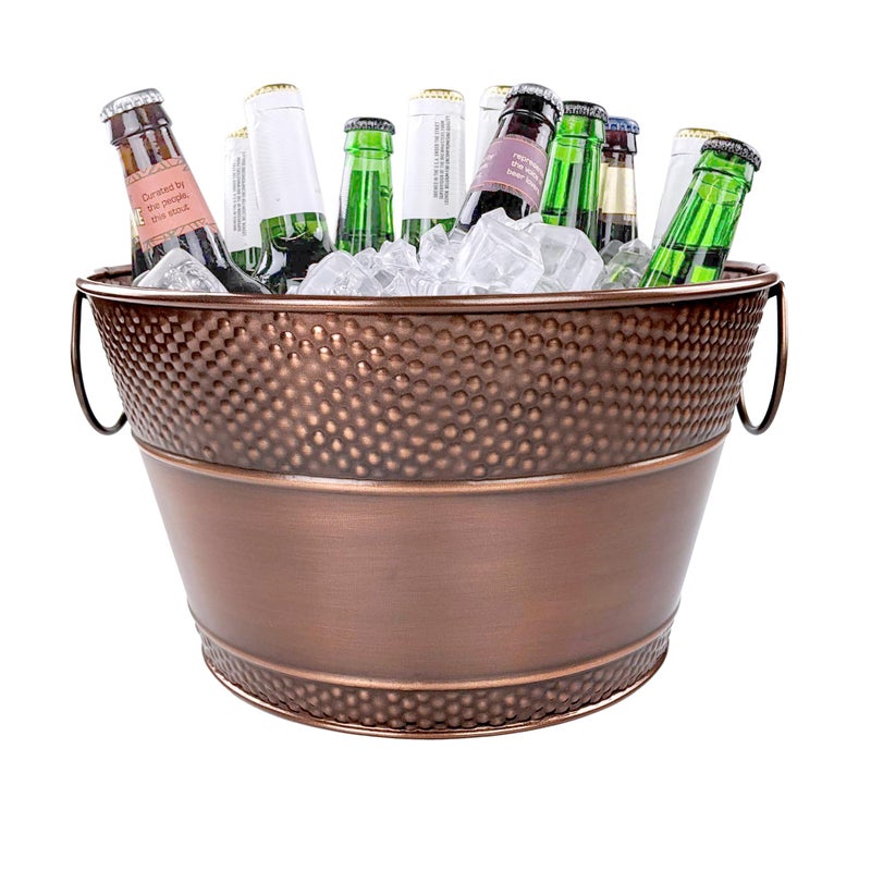 BREKX BREKX Copper Galvanized Old Tavern CopperFinish Beverage Ice BucketDrink Tub for Parties Wedding Gifts 15 Quart Champagne Bucket  Farmhouse Decor Galvanized Bucket  - Image 1