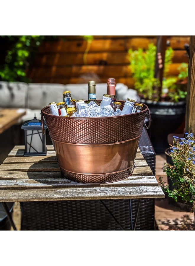 BREKX BREKX Copper Galvanized Old Tavern CopperFinish Beverage Ice BucketDrink Tub for Parties Wedding Gifts 15 Quart Champagne Bucket  Farmhouse Decor Galvanized Bucket  - Image 2