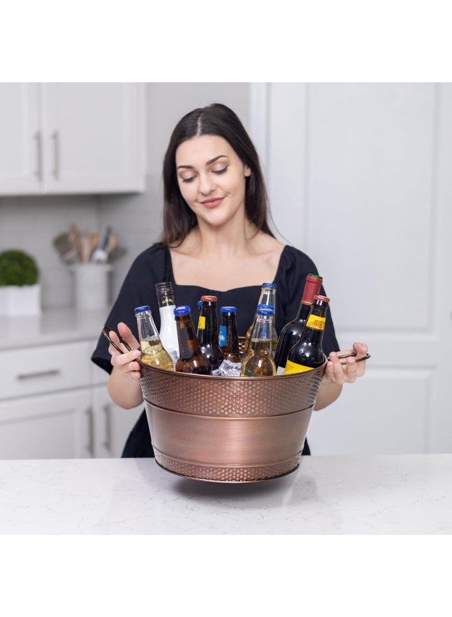 BREKX BREKX Copper Galvanized Old Tavern CopperFinish Beverage Ice BucketDrink Tub for Parties Wedding Gifts 15 Quart Champagne Bucket  Farmhouse Decor Galvanized Bucket  - Image 3