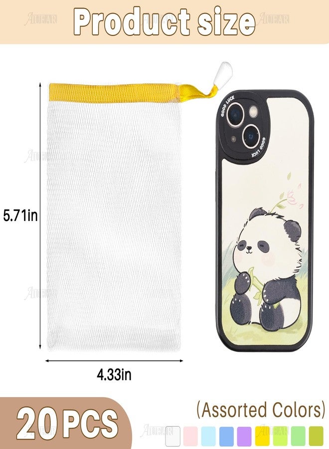 AUEAR, 20 Pack Handmade Soap Exfoliating Mesh Pouch Saver Bag Double Layer Bubble Foam Net Drawstring Holder (Assorted Colors) - Image 2