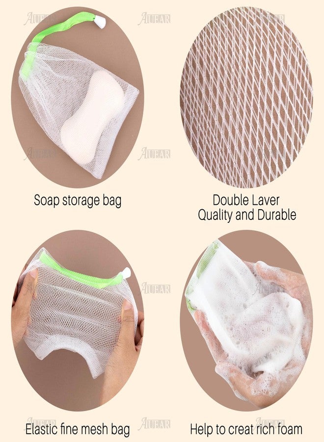 AUEAR, 20 Pack Handmade Soap Exfoliating Mesh Pouch Saver Bag Double Layer Bubble Foam Net Drawstring Holder (Assorted Colors) - Image 5