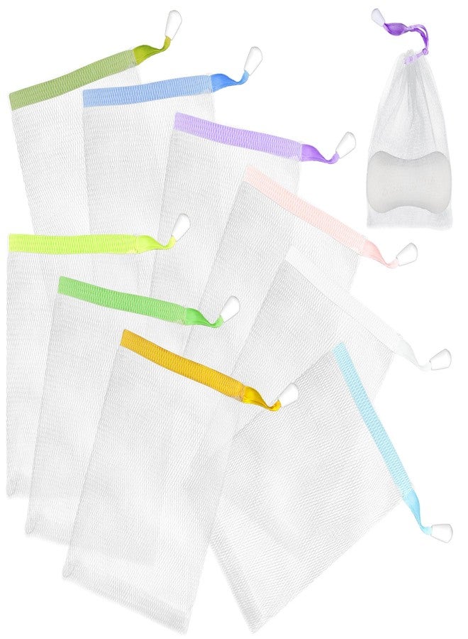 AUEAR, 20 Pack Handmade Soap Exfoliating Mesh Pouch Saver Bag Double Layer Bubble Foam Net Drawstring Holder (Assorted Colors) - Image 1