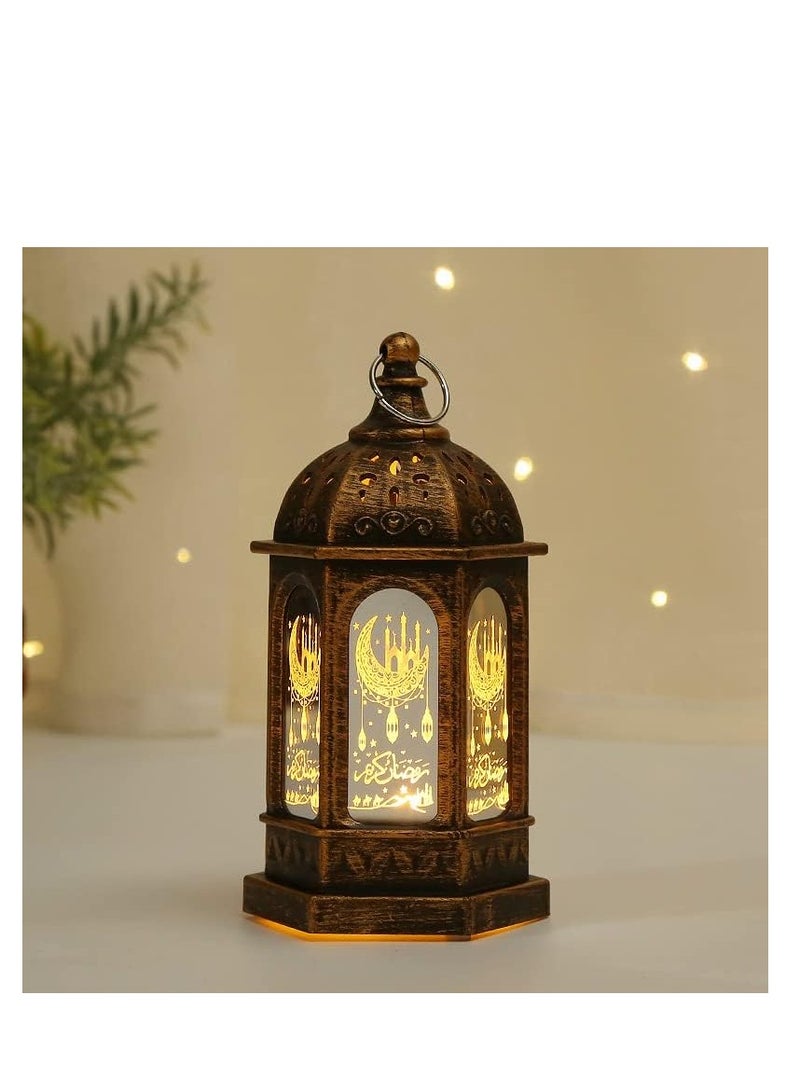 Ramadan Candle Lantern Led Eid Mubarak Lantern Ramadan Mubarak Lanterns Decorative Moon Star Ramadan Kareem Lights Led Vintage Decorative Hanging Lantern for Home Party Decor - Image 1