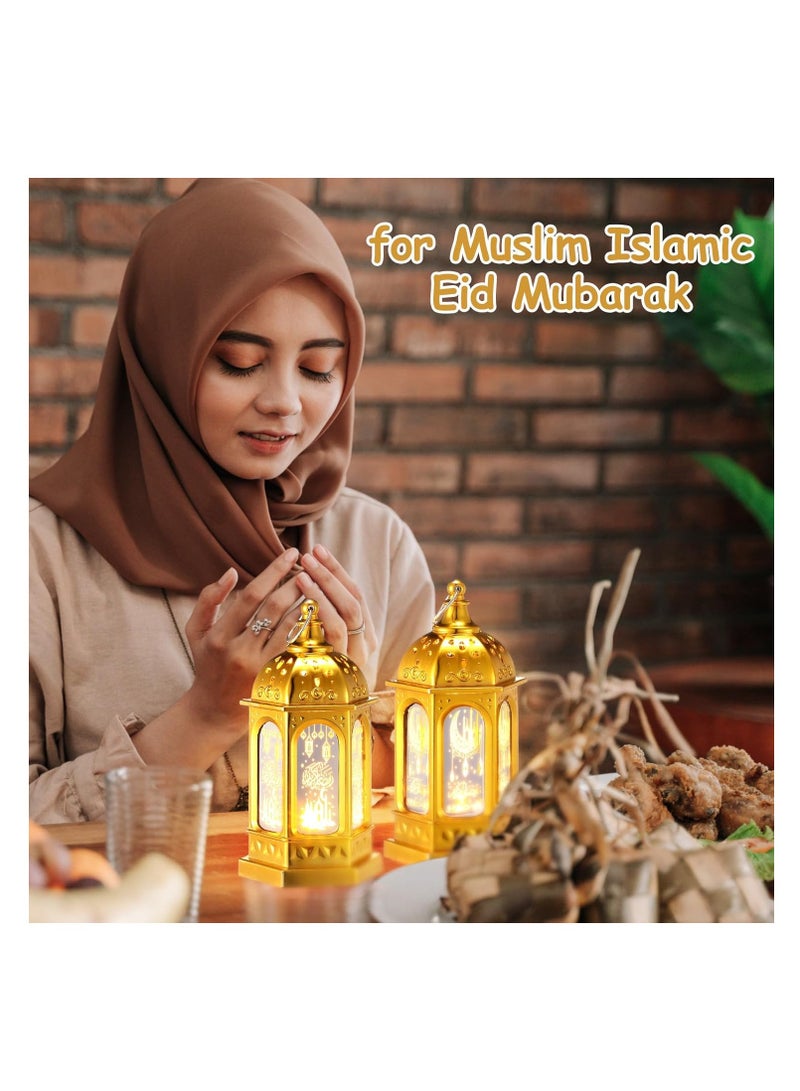 Ramadan Candle Lantern Led Eid Mubarak Lantern Ramadan Mubarak Lanterns Decorative Moon Star Ramadan Kareem Lights Led Vintage Decorative Hanging Lantern for Home Party Decor - Image 4