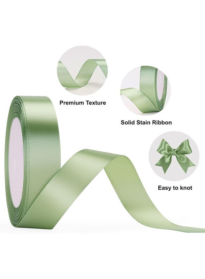 Wffo 2 Rolls Sage Green Satin Ribbon - 20mm x 22M Fabric Satin Ribbon for Gift Wrapping, Crafts, Hair Bows Making, Wreath, Wedding Party Decoration and Other Sewing Projects - Image 3