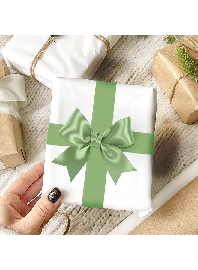 Wffo 2 Rolls Sage Green Satin Ribbon - 20mm x 22M Fabric Satin Ribbon for Gift Wrapping, Crafts, Hair Bows Making, Wreath, Wedding Party Decoration and Other Sewing Projects - Image 4