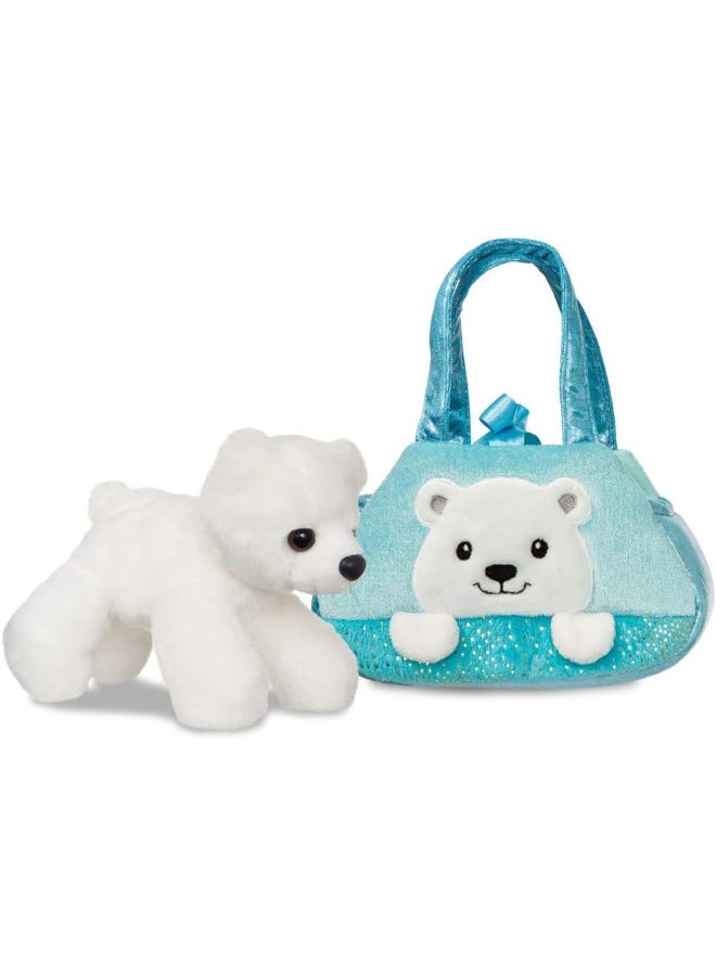Aurora Fancy Pals Polar Bear Peek-a-Boo Plush Toy with Glitter Carry Bag, Soft Stuffed Animal Handbag for Kids and Toddlers Age 3+ - Image 1