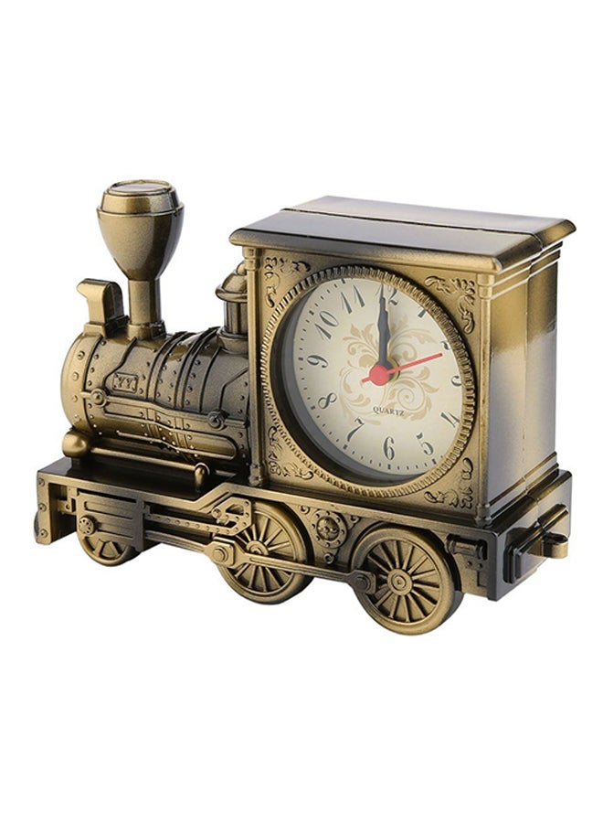 OUTAD Vintage Artistic Train Shape Alarm Desk Shelf Clock Gold - Image 1