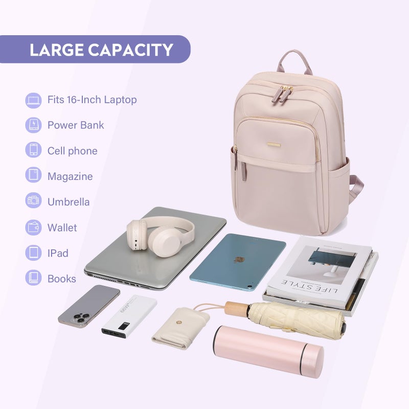 GOLF QUALITY Hiking Travel Backpack for Women Casual Business Weekender Multilayer Laptop Bag,16 Inch,Pink - Image 3
