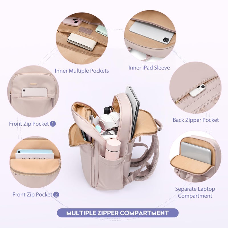 GOLF QUALITY Hiking Travel Backpack for Women Casual Business Weekender Multilayer Laptop Bag,16 Inch,Pink - Image 2